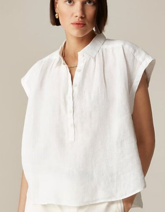 J.CREW Tops - J Crew Baird McNutt Irish Linen White Top Small